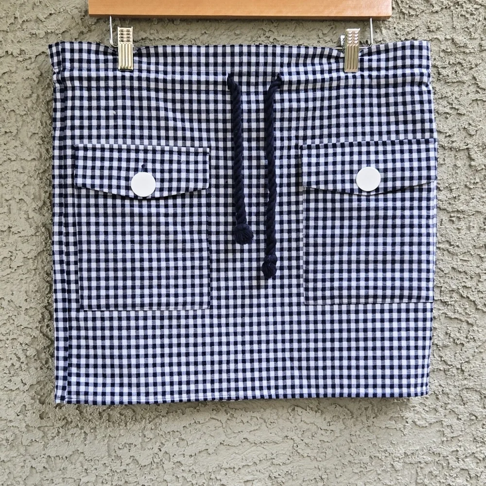 Zara Nautical Gingham Drawstring Mini Skirt - Picture 2 of 7